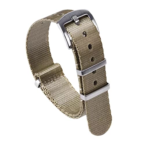 YOUYIMEI Uhrenarmbänder – Ersatz-Uhrenarmbänder, 20 mm–22 mm Stil, metallischer Glanz, seidiges Nylon-Uhrenarmband, Ersatz-Uhrenarmband-Zubehör (Color : Khaki, Size : 20mm) von YOUYIMEI