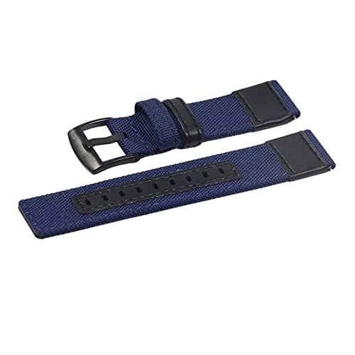 YOUYIMEI Uhrenarmbänder – Ersatz-Uhrenarmbänder, Nylon- und Leder-Spleißarmband im 20-mm-22-mm-Stil, schwarzes Dornschließe-Uhrenarmband (Color : Dark Blue, Size : 22mm) von YOUYIMEI