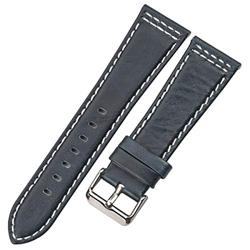 YOUYIMEI Uhrenarmbänder – Ersatz-Uhrenarmbänder, Rindsleder-Uhrenarmband, 22 mm, 24 mm, Schwarz, Blau, Braun, Orange, Damen und Herren, Leder-Uhrenarmband, Zubehör (Color : Blu, Size : 22mm) von YOUYIMEI