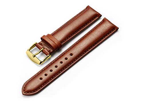 YOUYIMEI Uhrenarmbänder – Ersatz-Uhrenarmbänder, Uhrenarmband aus Kalbsleder mit Dornschließe (Color : Dark Brown Gold, Size : 20mm) von YOUYIMEI