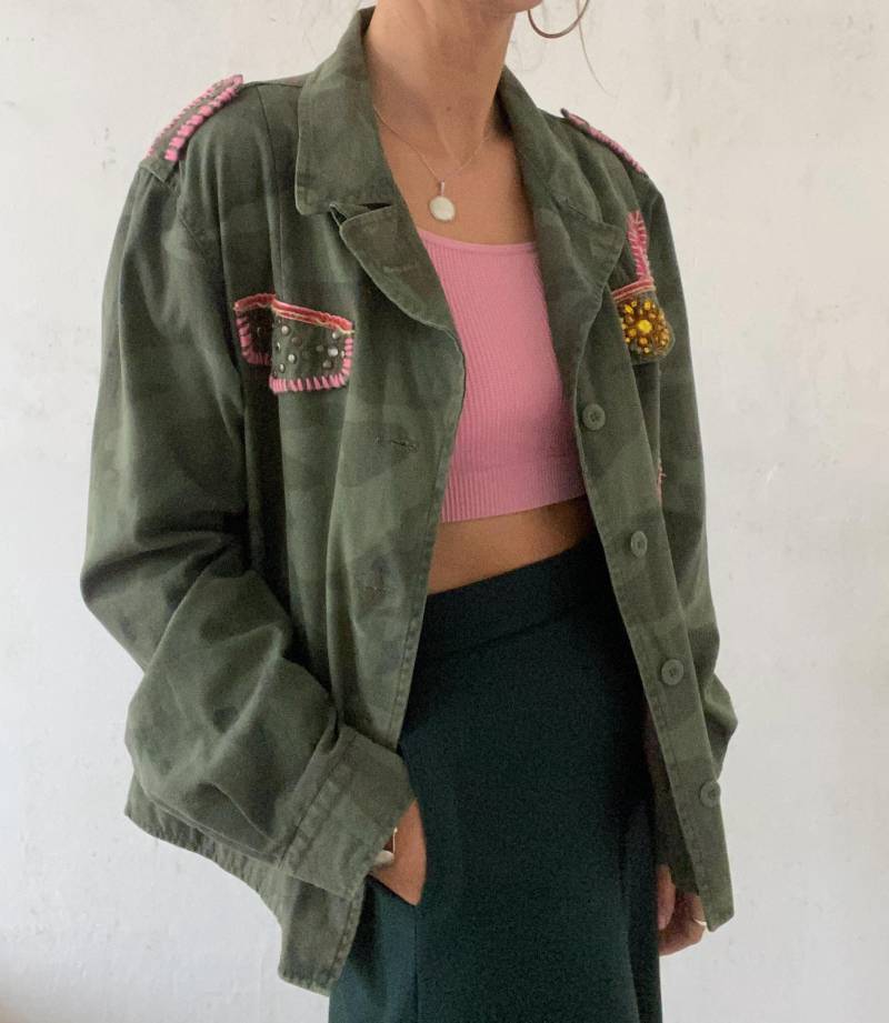 Coole Vintage Camouflage Jacke/Blazer Mit Aufnäher 2000Er Jahre Streetwear von YOUandEL
