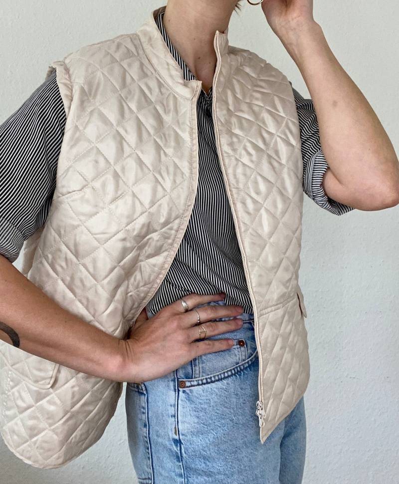 Lässige Steppweste in Beige 90Er Jahre von YOUandEL