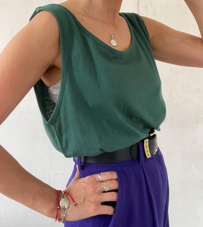 Schlichtes Vintage Tanktop in Dunkelgrün 90Er Jahre von YOUandEL