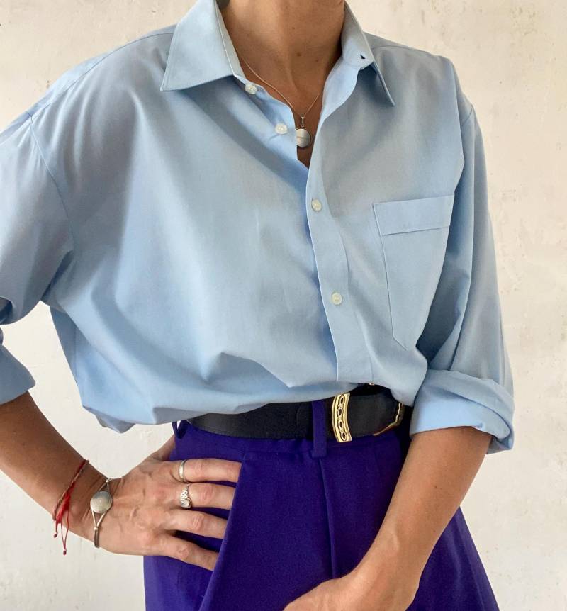 Schöne Hellblaue Vintage Bluse/Herrenhemd Langärmelig 2000Er Jahre von YOUandEL