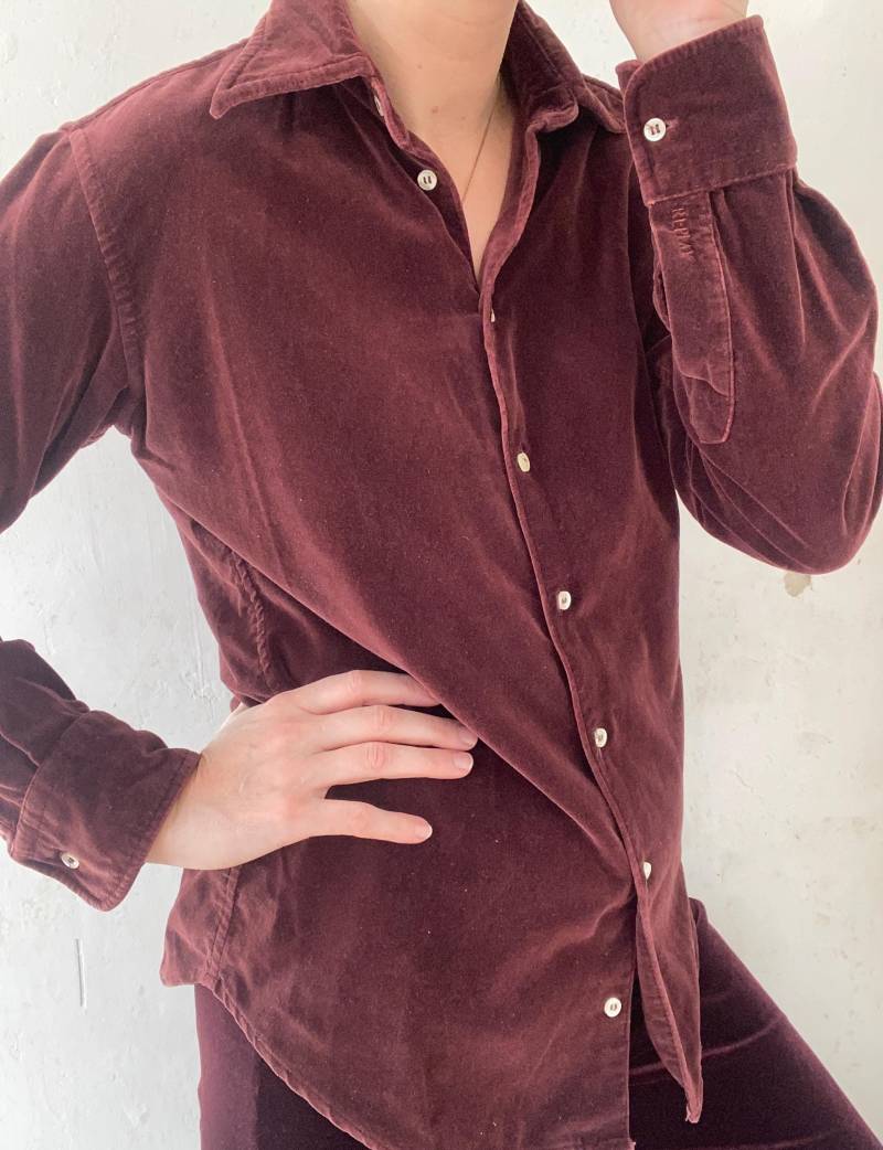 Schöne Samt Vintage Bluse in Bordeaux Von Replay 90Er 2000Er Jahre von YOUandEL