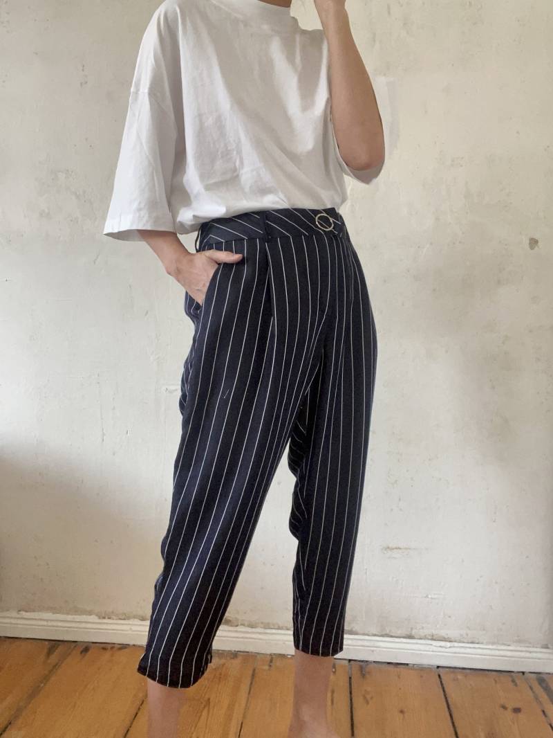 Schöne Sommerhose Vintage Highwaist Gestreift Und Dunkelblau Weiss 2000Er Jahre von YOUandEL