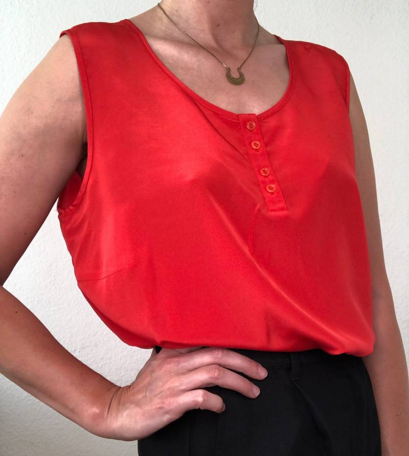 Schöne Vintage Bluse in Rot Ärmellos Sommerlich von YOUandEL