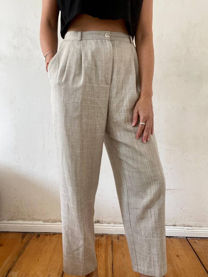Schöne Vintage Stoffhose/Sommerhose 80Er Jahre in Grau Beige Elegant Und Popper Style Highwaist von YOUandEL