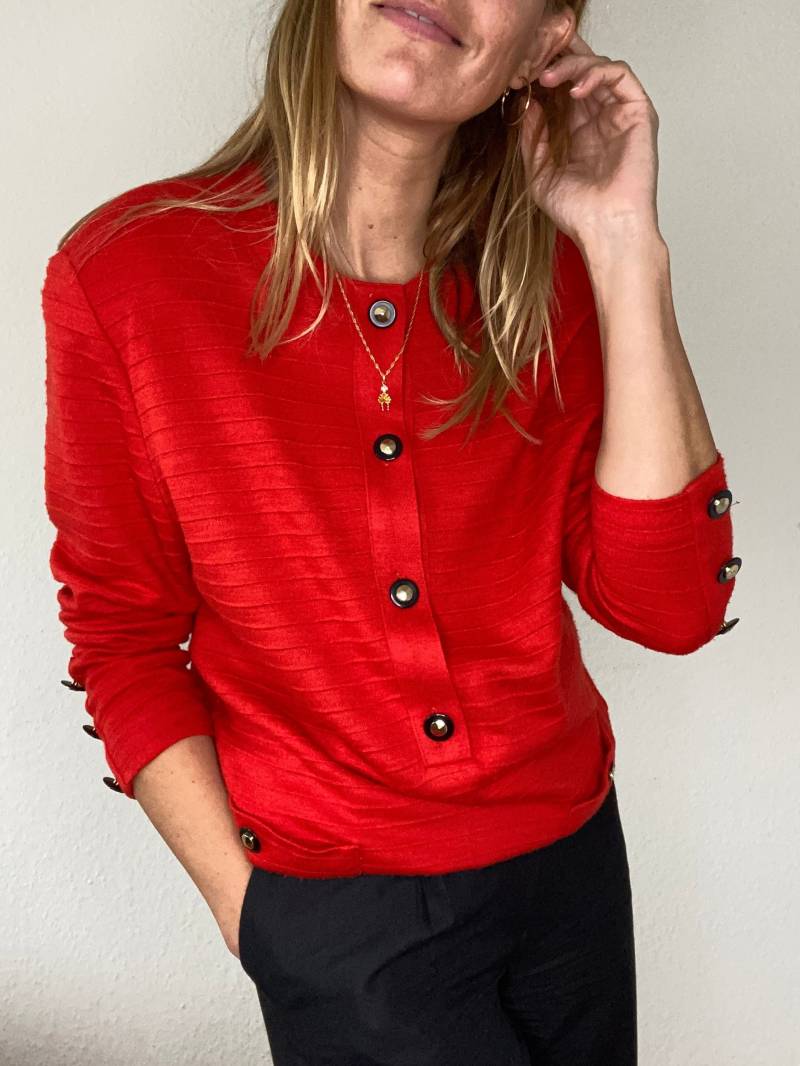 Schöne Vintage Strickpullover in Rot 80Er Jahre von YOUandEL