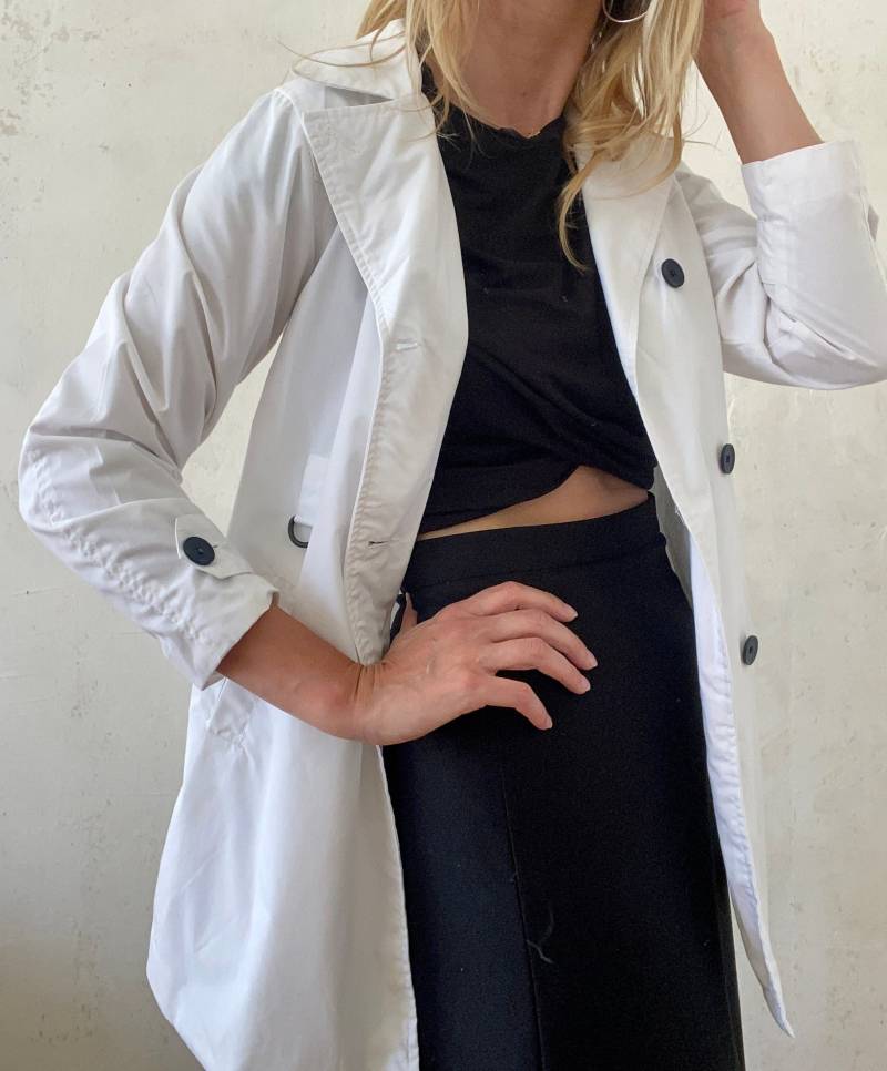 Schöne Vintage Übergangsjacke/Jacke in Weiss Mit Schwarzen Knöpfe 90Er Jahre von YOUandEL