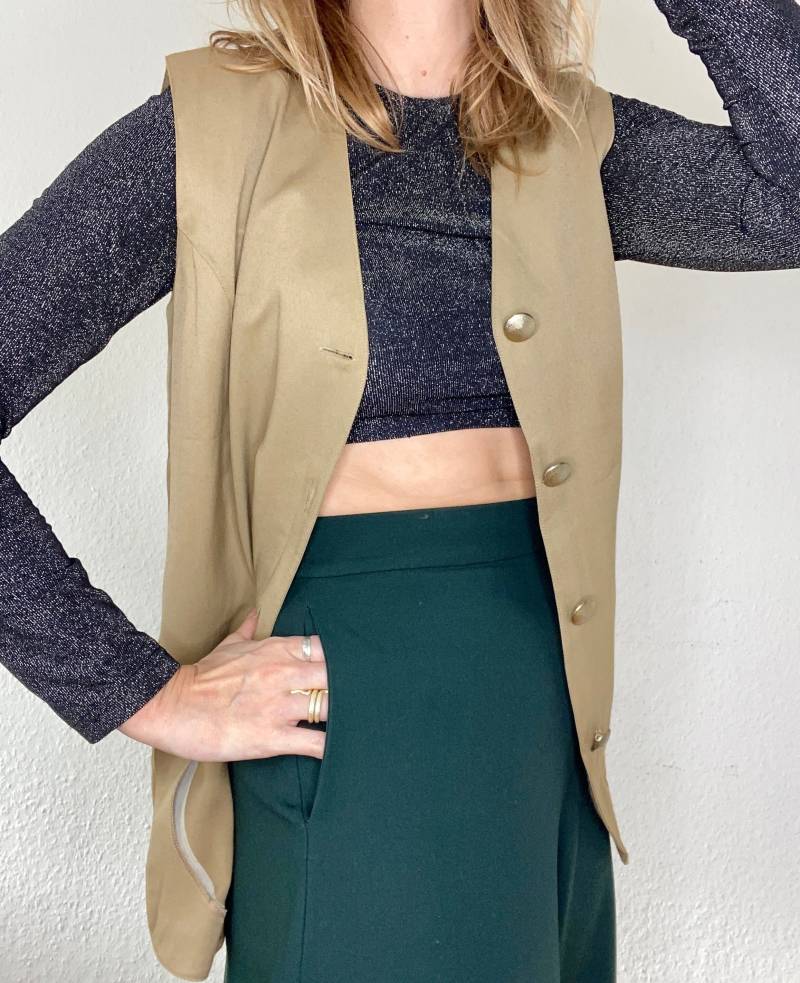 Schöne Vintage Weste in Khaki Farbe 80Er 90Er Jahre Boho von YOUandEL