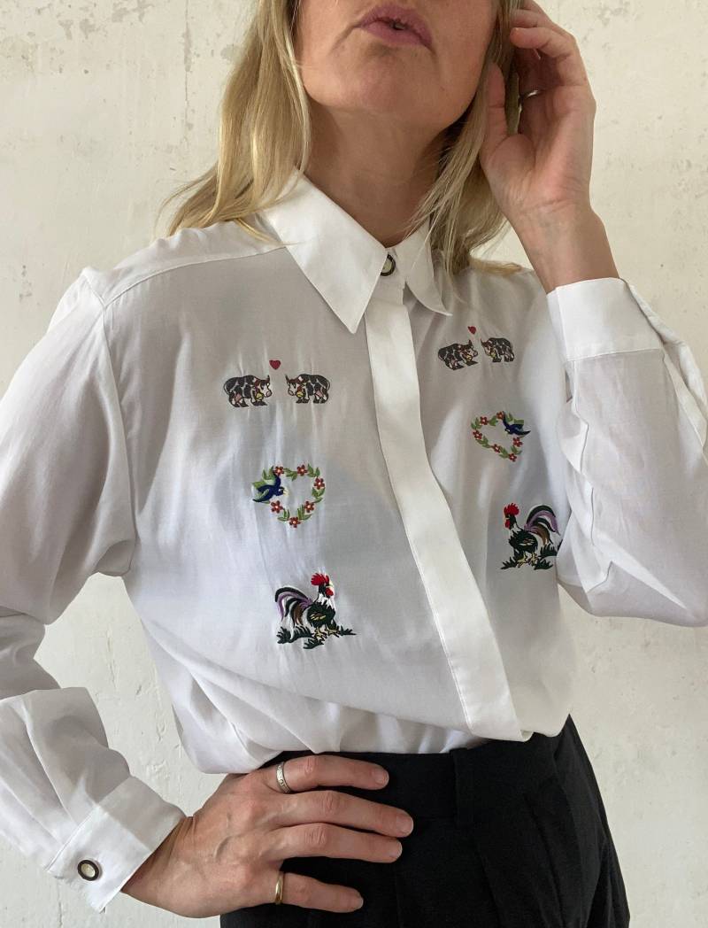 Schöne Weiße Vintage Bluse Langärmelig 2000Er Jahre von YOUandEL