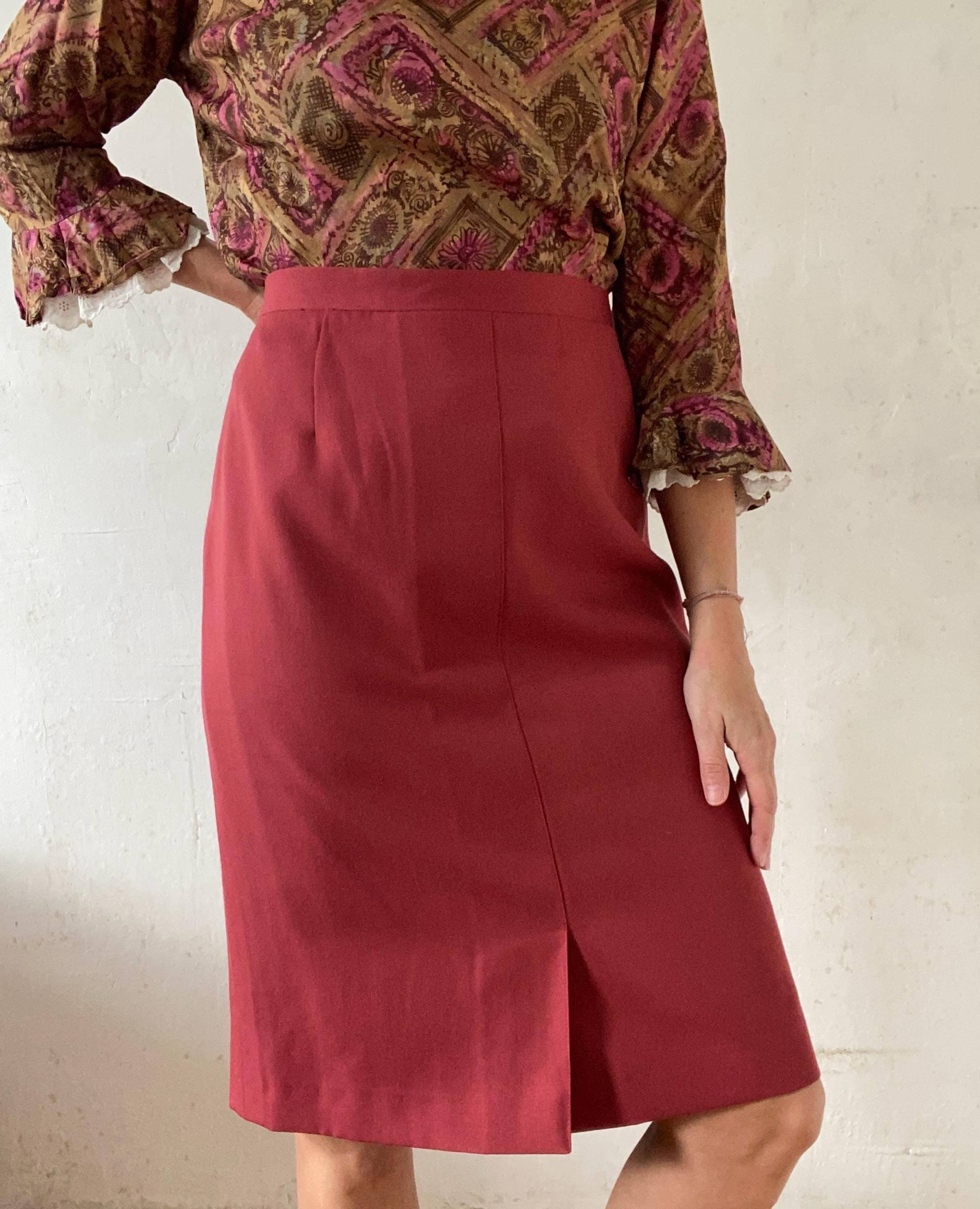 Schöner Koralle Farbiger Vintage Midi Rock 70Er 80Er Jahre von YOUandEL