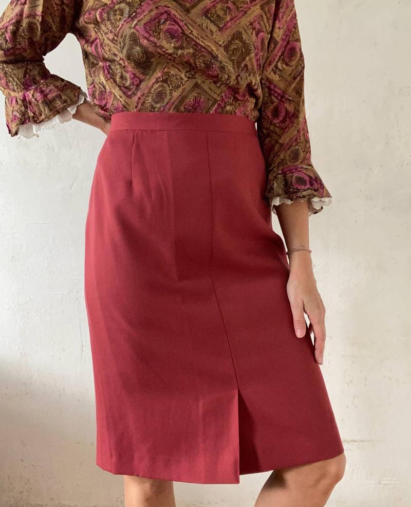 Schöner Koralle Farbiger Vintage Midi Rock 70Er 80Er Jahre von YOUandEL