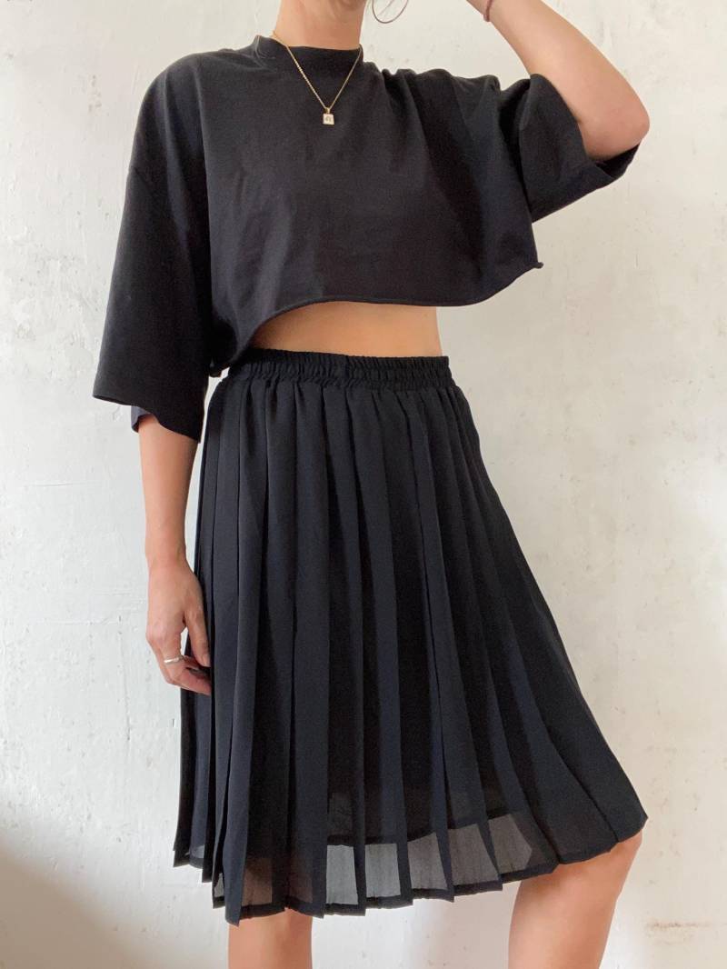 Schöner Schwarzer Vintage Midi Rock Durchsichtig 70Er 80Er Jahre von YOUandEL