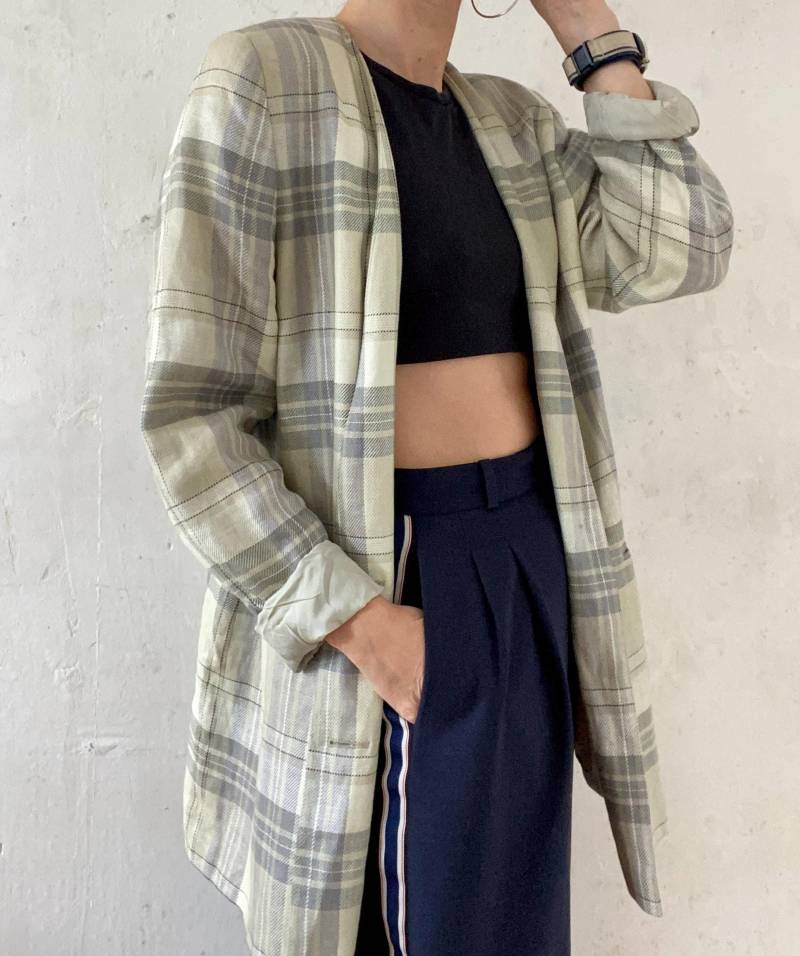 Schöner Vintage Blazer Kariert Grau Beige 80Er Jahre von YOUandEL