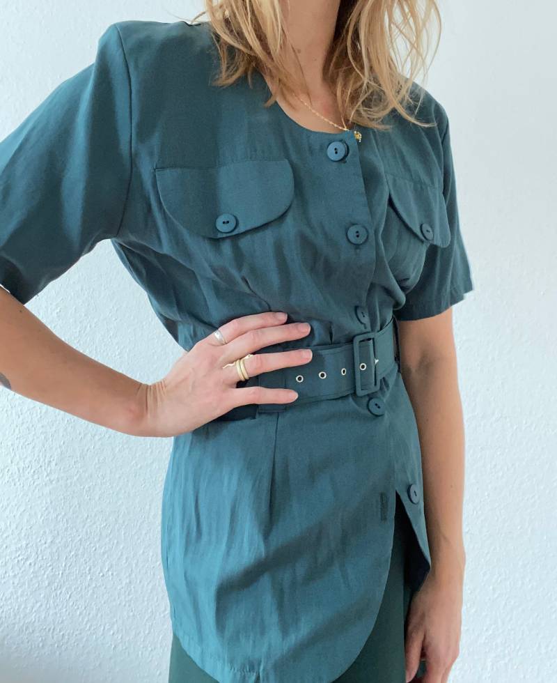 Schöner Vintage Blazer Kurzärmelig in Türkis 70Er 80Er Jahre von YOUandEL