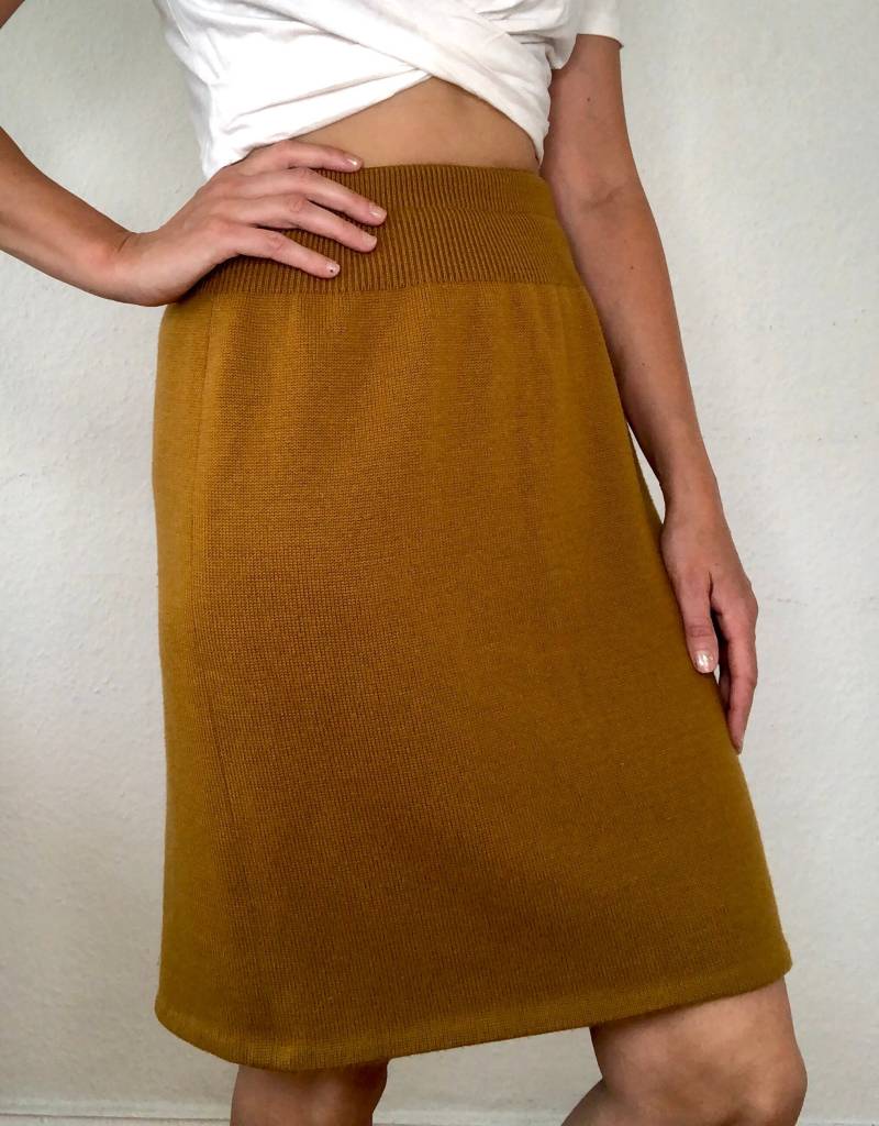 Schöner Vintage Midi Rock Strick Senffarbe 80Er 90Er von YOUandEL