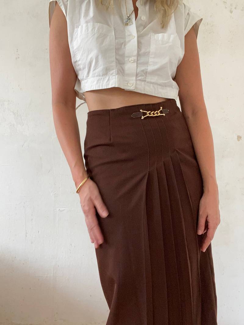 Schöner Vintage Midi Rock in Braun 70Er 80Er Jahre Elegant von YOUandEL