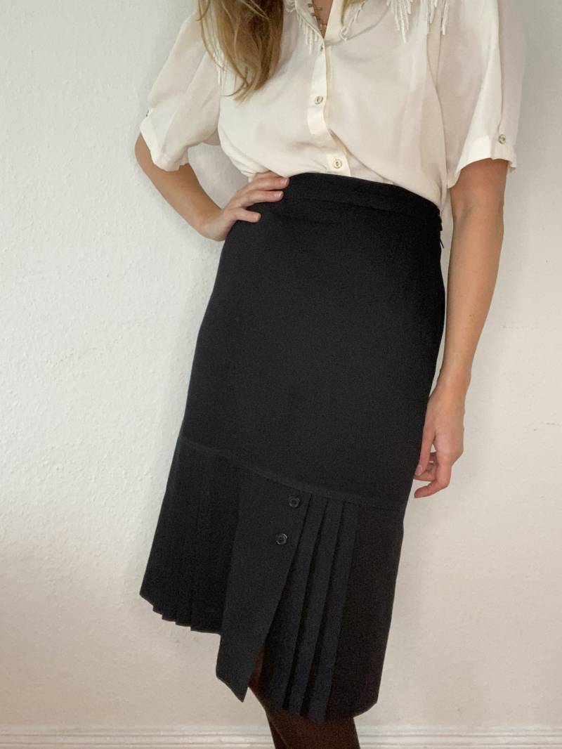 Schöner Vintage Midi Rock in Schwarz 50Er 60Er Jahre von YOUandEL