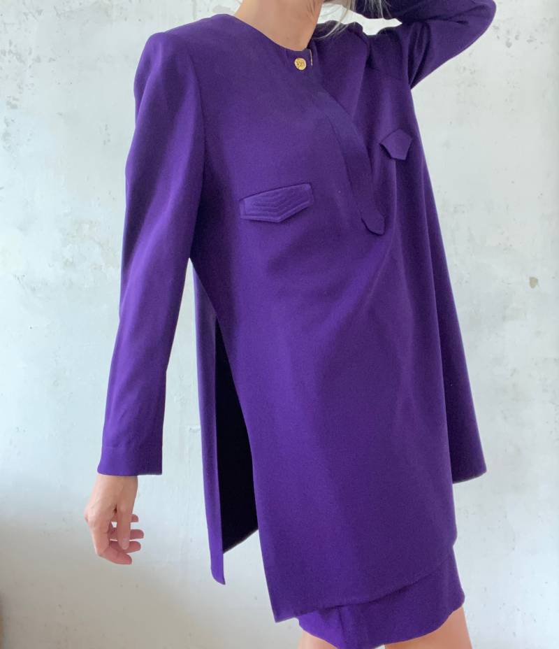 Schöner Vintage Zweiteiler Rock Und Bluse in Lila Von Sonia Rykiel 70Er 80Er Jahre von YOUandEL