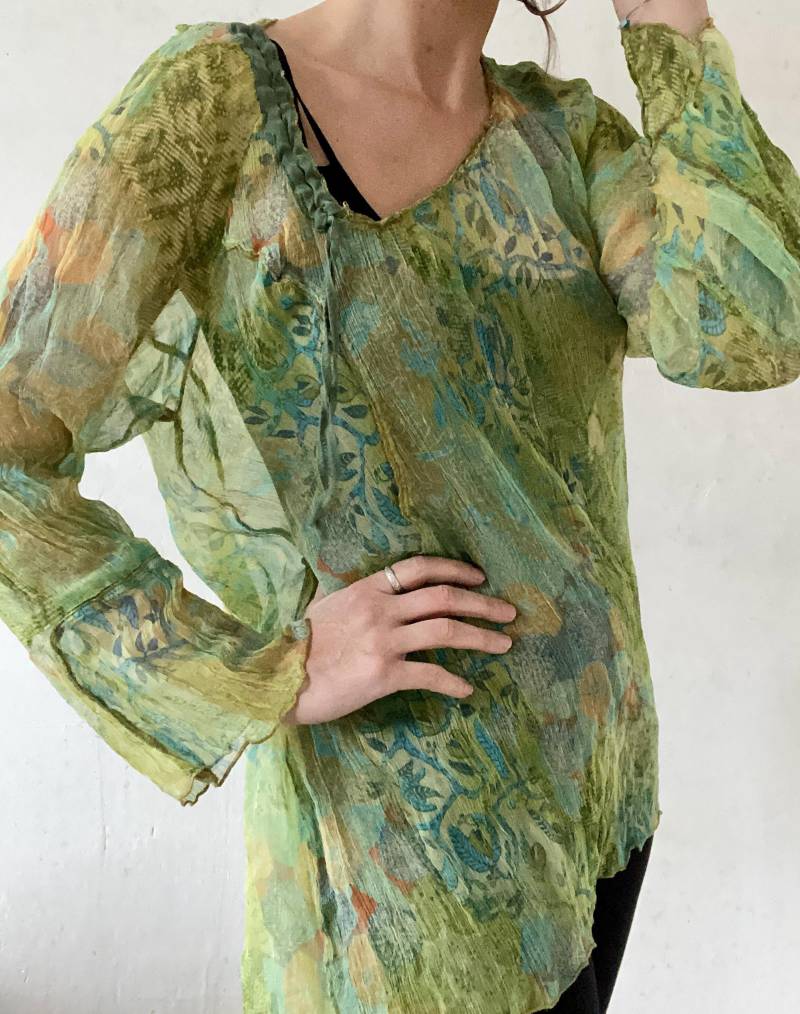 Schönes Vintage Mesh Oberteil in Grün Töne 2000Er Jahre Rave Style von YOUandEL