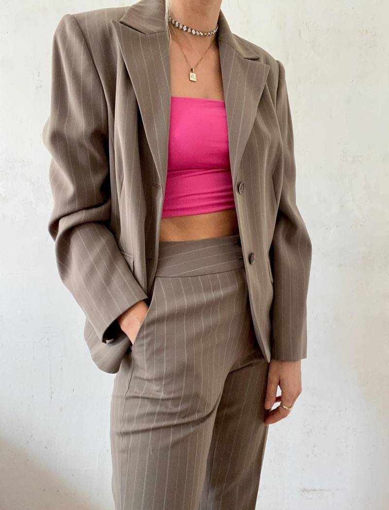 Sehr Schönes Vintage Anzug in Beige Nadelstreifen 2000Er Jahre von YOUandEL