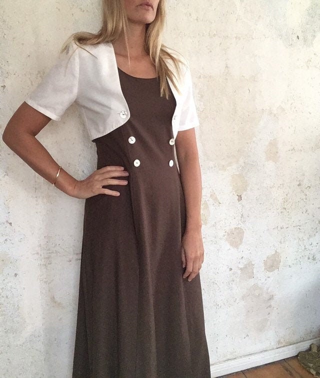 Sehr Schönes Vintage Kleid/Zweiteiler in Braun Weiss von YOUandEL