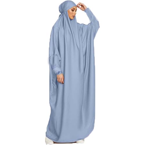 YOVALO Frauen Elegant Muslim Hijab Kleidung Islam Dubai Abaya Gebetskleid Einfarbig Lose Einteilige Gebetskleid Volle Abdeckung Muslimische Mode Fledermausärmel Jilbab Hijab Robe Frauen Kleid von YOVALO