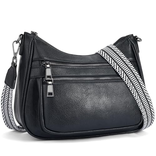 YOVIEE kleine Handtasche Damen Schwarz Umhängetasche aus veganem Leder tasche Crossbody Bag mit Breitem Gurt Schultertasche Kapazität Reisetasche YOVIEE kleine Handtasche Damen Schwarz Umhängetasche aus veganem Leder tasche Crossbody Bag mit Breitem Gurt Schultertasche Kapazität Reisetasche von YOVIEE