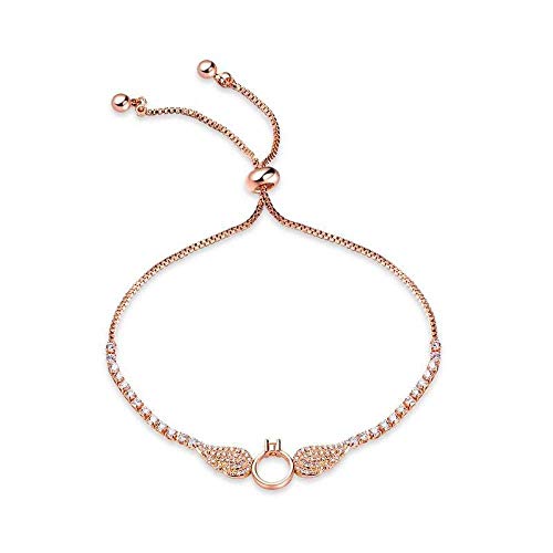 YOWALO Armband für Damen, Freundschaftsarmband für Damen, Armband aus Metall, Diamantschmuck mit Engelsflügeln, vergoldet mit 18 Karat Roségold für Damen, modisches Geschenk, schönes Armband. YOWALO Armband für Damen, Freundschaftsarmband für Damen, Armband aus Metall, Diamantschmuck mit Engelsflügeln, vergoldet mit 18 Karat Roségold für Damen, modisches Geschenk, schönes Armband. von YOWALO