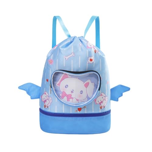 YOYADOY Große Kapazität Schwimmen Kordelzug Tasche für Kinder mit Wasserdichten, Sport Gym Strand Schwimmen Reisetaschen für Ausrüstung und Toilettenartikel (Blau, Einheitsgröße) von YOYADOY