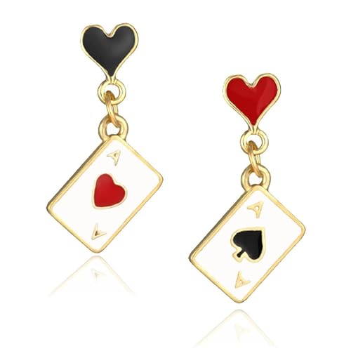 YOYEAH Spielkarten-Ohrringe Damen – Joker/Casino Royale Outfit, Harley Quinn Schuhe/Schmuck, Karten-Kostüm & Alice/Hutmacher-Accessoires für Casino/Las Vegas Mottoparty Kostüme YOYEAH Spielkarten-Ohrringe Damen – Joker/Casino Royale Outfit, Harley Quinn Schuhe/Schmuck, Karten-Kostüm & Alice/Hutmacher-Accessoires für Casino/Las Vegas Mottoparty Kostüme von YOYEAH