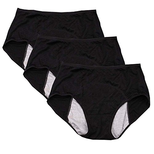 Damen-Menstruationslip, Jacquard-Muster, leicht zu reinigen, Multipack Gr. 2 - 4 Jahre old, Schwarz von YOYI FASHION