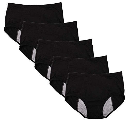 YOYI FASHION Bambus-Viskosefaser, Menstruationsperiode, auslaufsicher, Multipack, Größe: 36-46, Schwarz , 42 von YOYI FASHION