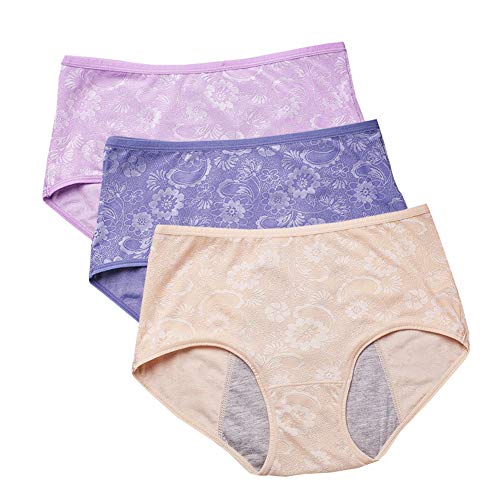 YOYI FASHION Damen Monatsblutung Briefs Jacquard Easy Clean H schen US-Gr e 3X-Large (10) Blove, Haut, Nelumbo von YOYI FASHION