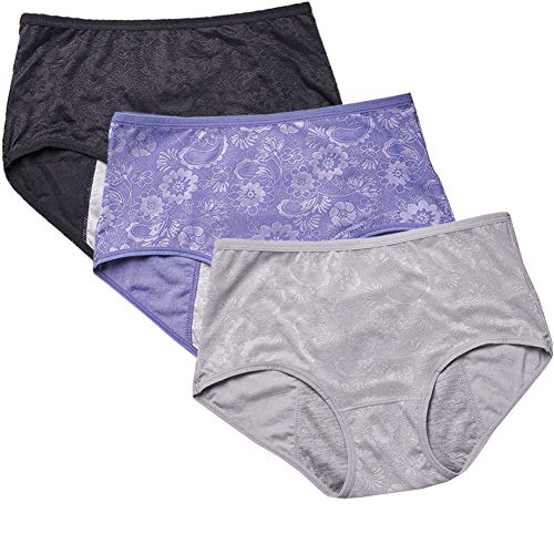 YOYI FASHION Frauen Menstruation Slip Jacquard Easy Clean Slip 3 Pack Gr??e 40, Schwarz, Grau, Blau von YOYI FASHION