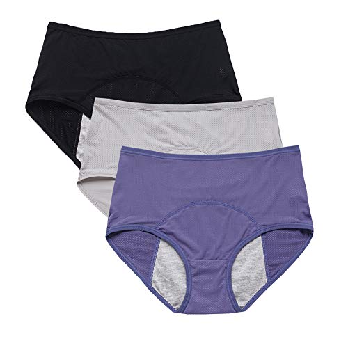 YOYI FASHION Frauen Mesh L?Cher Atmungsaktiv auslaufsicher Zeitraum H?schen 3 Pack Gr??e 46, Blau,Schwarz,Grau von YOYI FASHION