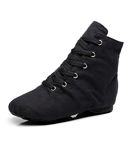 YOYODANCE Soho Canvas Schnürschuhe Tanzschuhe Flach Praxis Schwarz Rot Jazz Tanzschuhe für Herren Damen, Schwarz (schwarz), 40 EU von YOYODANCE