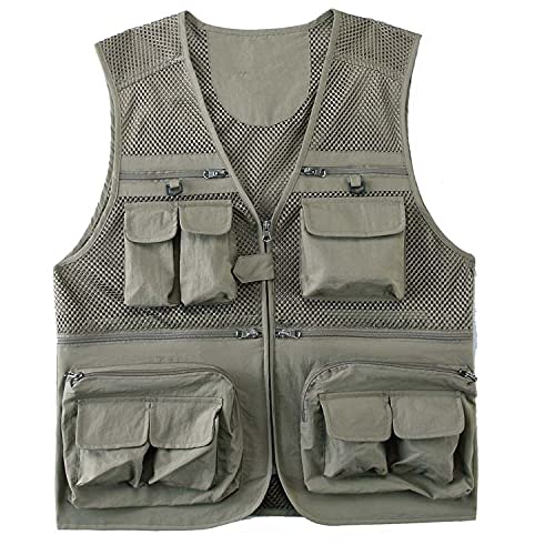 YOYOYAYA Weste für Herren Anglerweste Männer Multi-Pocket Große Größe Outdoor Freizeit Mesh Fotografie Weste Damen Hellgrün-XL YOYOYAYA Weste für Herren Anglerweste Männer Multi-Pocket Große Größe Outdoor Freizeit Mesh Fotografie Weste Damen Hellgrün-XL von YOYOYAYA