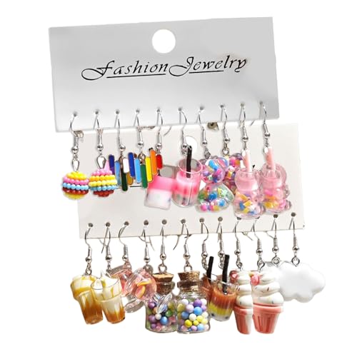 Trendiges Ohrring-Set mit 11 einzigartigen Designs für stilvolle Damen und Studenten, für den täglichen Gebrauch, Freizeitkleidung, Kunstharz, handgefertigtes Ohrring-Set von YPBEW