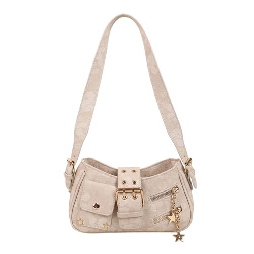 YPBEW French Elegant PU Leder Unterarmtasche Casual Schulter Leichte Handtasche Praktisch Mit Mehrere Taschen Für Frauen Bequem Leicht Stadt, beige, One Size von YPBEW
