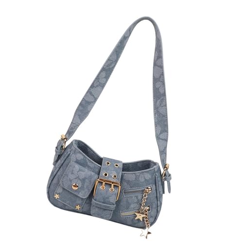 YPBEW French Elegant PU Leder Unterarmtasche Casual Schulter Leichte Handtasche Praktisch Mit Mehrere Taschen Für Frauen Bequem Leicht Stadt, hellblau, One Size von YPBEW