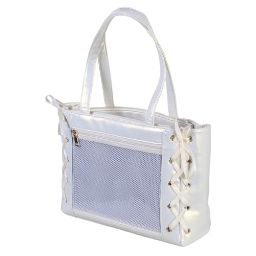 YPBEW Itabag vielseitige schwarze Itabag für Anime-Liebhaber mit geräumiger Innenseite, Unterarmtasche, Schultertasche, modische Statement-Tasche, Anime-/Convention-Ausrüstungstasche, silber, One Size von YPBEW