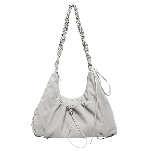 YPBEW Lässige Damen Nylon Satchel Plissee Crossbody Geldbörse Elegant Achselpack Schultertasche mit großem Fach Umhängetasche, grau, One Size von YPBEW