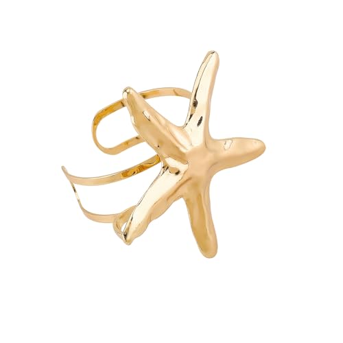 YPBEW Moderne verstellbare Manschette mit Seestern-Charme und Muschelmustern, vielseitiger Schmuck für Tag zu Nacht, trendiges Meeresleben-Design, Einheitsgröße, Wie beschrieben von YPBEW