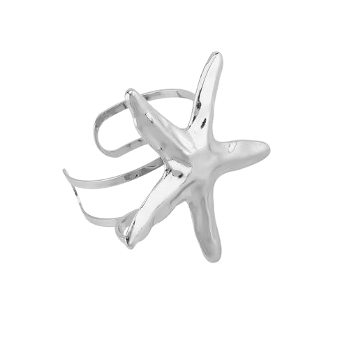YPBEW Moderne verstellbare Manschette mit Seestern-Charme und Muschelmustern, vielseitiger Schmuck für Tag zu Nacht, trendiges Meeresleben-Design, Einheitsgröße, Wie beschrieben von YPBEW