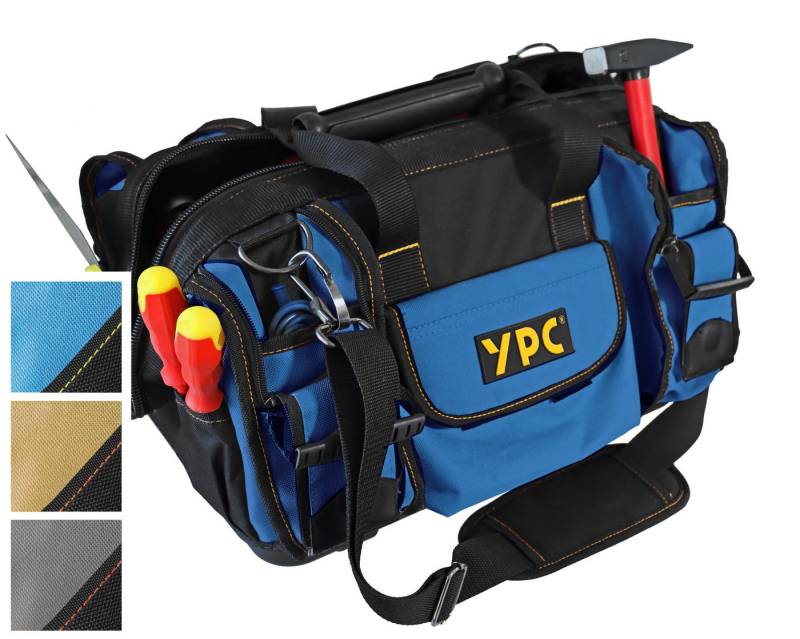YPC Umhängetasche "Craftsman" Werkzeugtasche XXL, 42x30x25cm, 40 Liter, Verstärkte Nähte, Schultergurt mit Polster, Kunststoff-Handgriff von YPC
