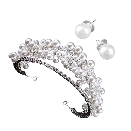 1 Set Perlen Vintage Haarschmuck Kopfschmuck for Frau Hochzeit Kopfschmuck for Braut Mädchen Kopfschmuck Kopfschmuck for Frauen Legierung Weiß Braut Hochzeit Ohrringe Dekor Mädchen von YPOSPDD