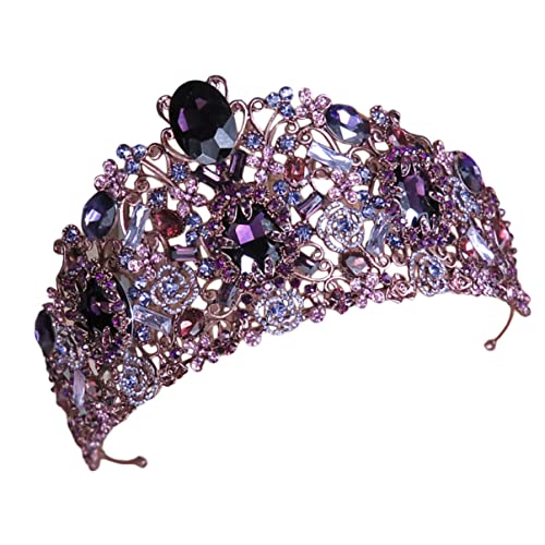 1 Stück Braut-Vintage-Accessoires Königin Festzug Lila Stirnband Prinzessin und Retro-Kronen Party Mädchen Hochzeit Tiaras Haar Pegeant Prinecess Strass Kopfdekoration Bronzeschmuck von YPOSPDD